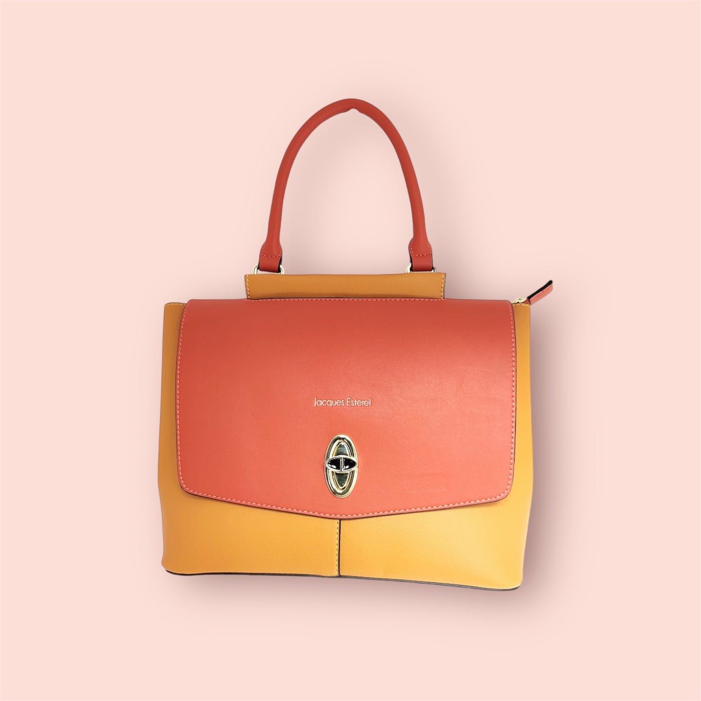 Sac à main Jacques Esterel en cuir jaune/orange