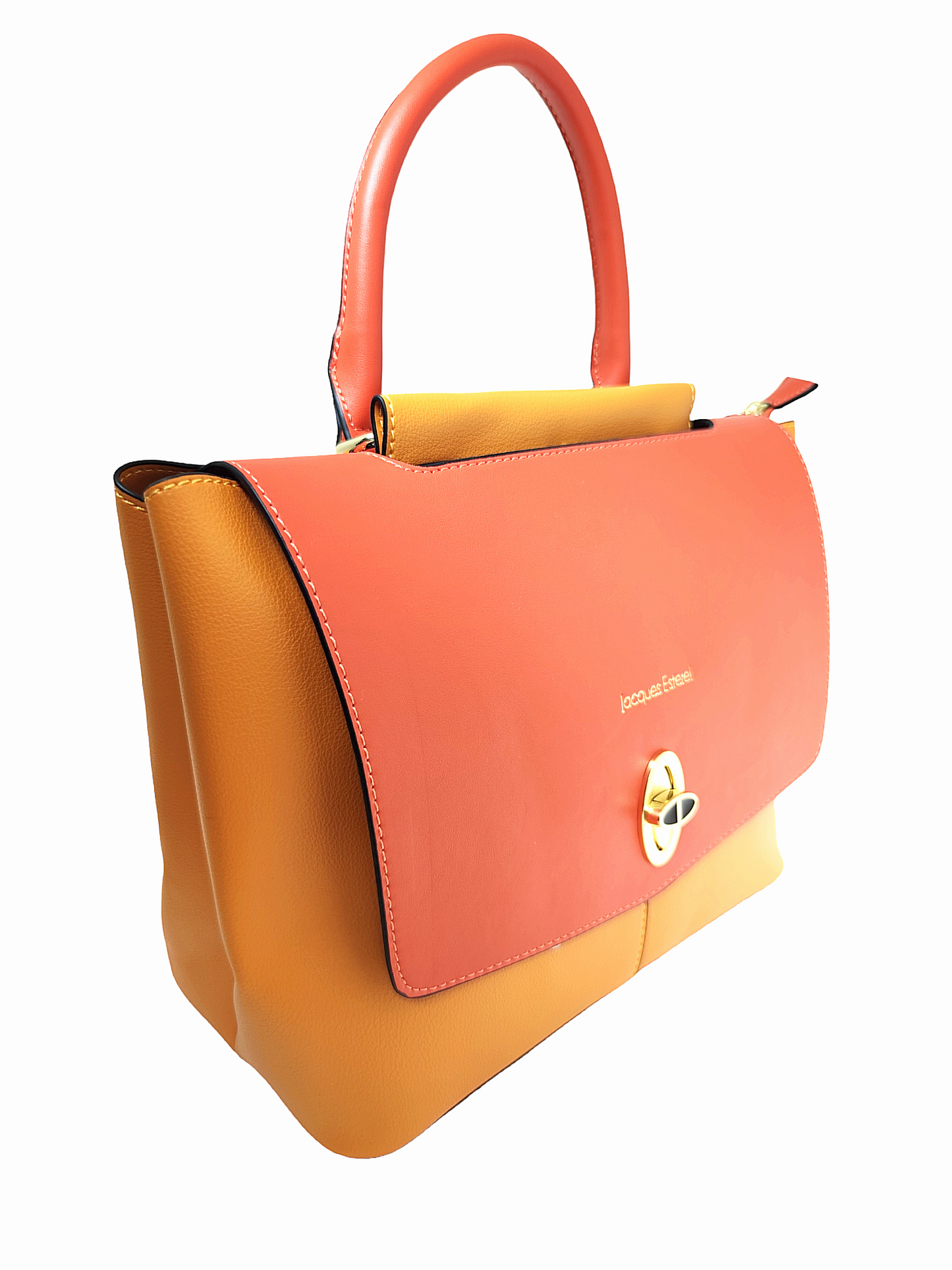 Sac à main Jacques Esterel en cuir jaune/orange