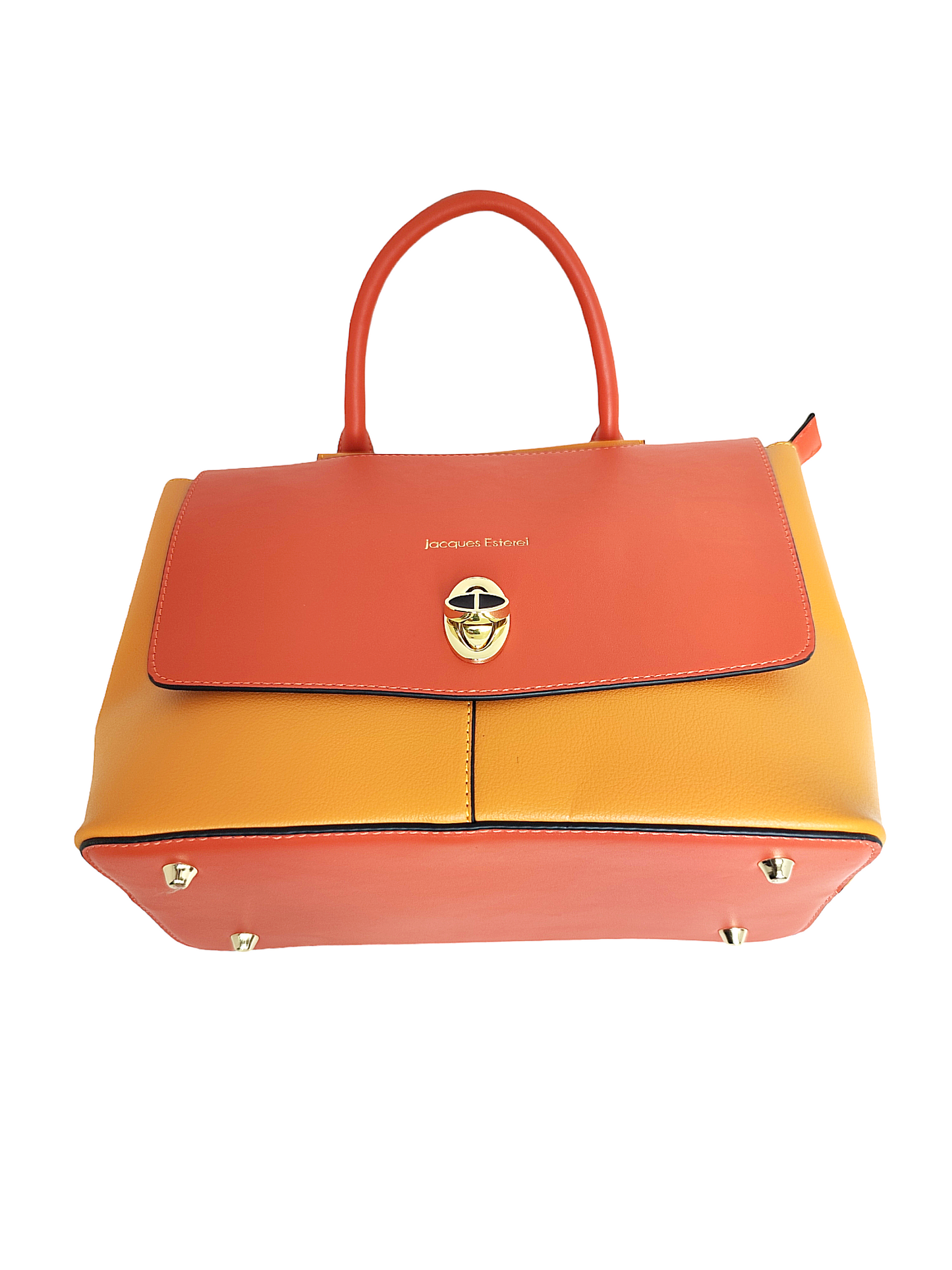Sac à main Jacques Esterel en cuir jaune/orange