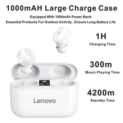 Lenovo Ht18 Wireless Bt Casque Intra-Auriculaire Sports Ecouteurs Hifi Qualite Sonore Resistant A La Transpiration Reduction Du Bruit Casque blanc