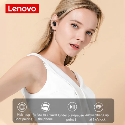 Lenovo Ht18 Wireless Bt Casque Intra-Auriculaire Sports Ecouteurs Hifi Qualite Sonore Resistant A La Transpiration Reduction Du Bruit Casque blanc