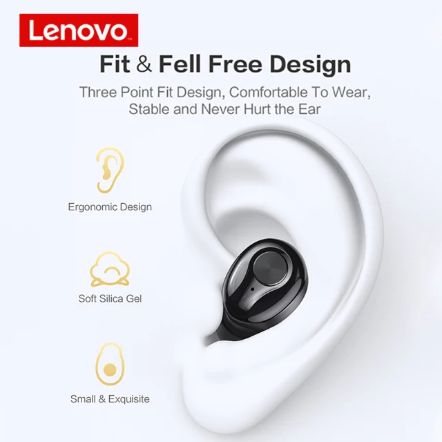 Lenovo Ht18 Wireless Bt Casque Intra-Auriculaire Sports Ecouteurs Hifi Qualite Sonore Resistant A La Transpiration Reduction Du Bruit Casque Noir