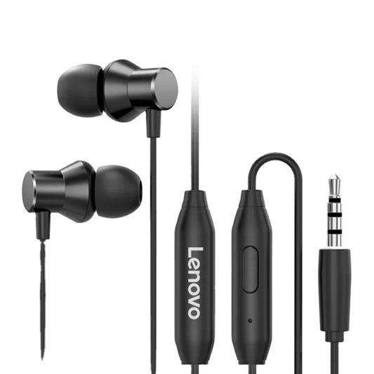 Ecouteurs Intra-Auriculaires Lenovo Hf130 Casque Filaire De 1,2 M Avec Prise Micro 3,5 Mm / Reduction Du Bruit / Son Stereo Hifi / Voix Hd / Basses Profondes / Casque A Un Bouton Compatible Avec Les Telephones, Noir