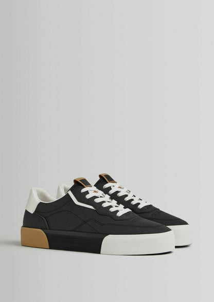 BERSHKA,  baskets basses, black