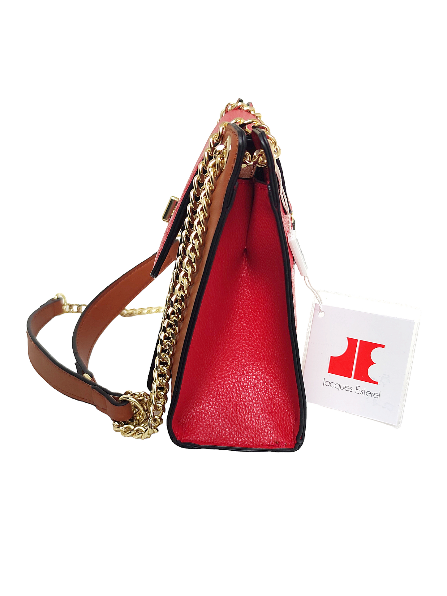 Petit Sac à main Jacques Esterel en cuir rouge/gold